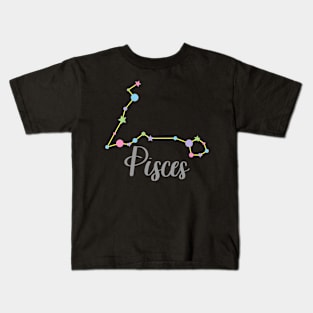 Pisces Zodiac Constellation in Pastels - Black Kids T-Shirt